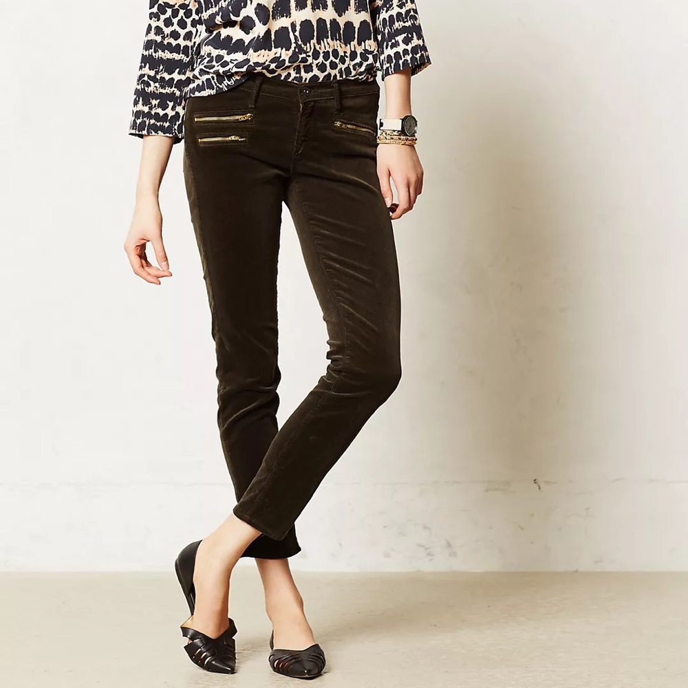 AG Jeans Black Slim Straight Moto Cords